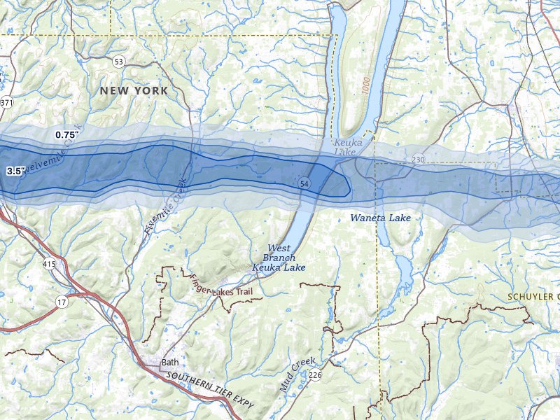 NEXRAD radar-signature map of the hail storm over Hammondsport, NY on Mar 31, 2026