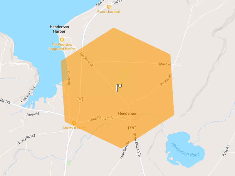 Hail map of Henderson Harbor, NY on Jun 30, 2026, hail up to 1"