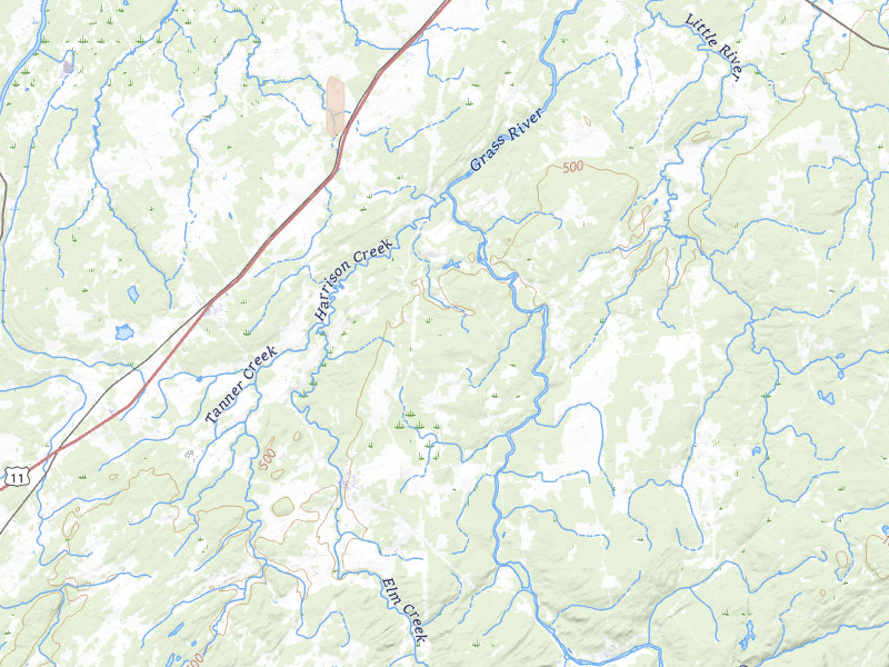 Radar-estimated hail-size map of the storm over Hermon, NY on Jul 6, 2026