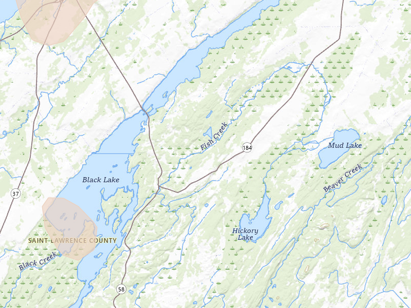 Radar-estimated hail-size map of the storm over Heuvelton, NY on Jul 1, 2026