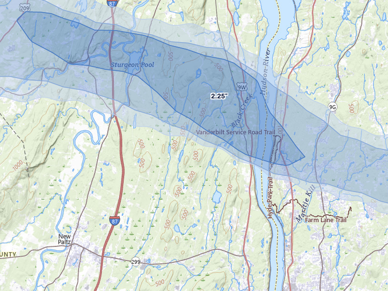 NEXRAD radar-signature map of the hail storm over Highland, NY on Jun 6, 2026
