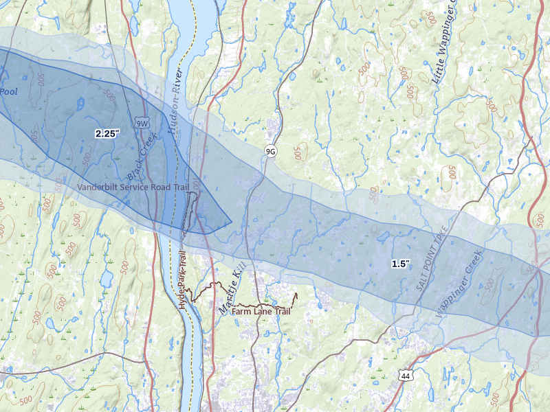 NEXRAD radar-signature map of the hail storm over Hyde Park, NY on Jun 6, 2026