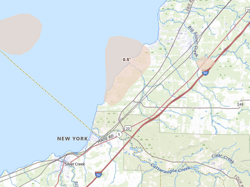 Radar-estimated hail-size map of the storm over Irving, NY