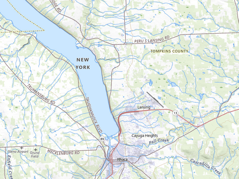 Radar-estimated hail-size map of the storm over Ithaca, NY on Jul 3, 2026