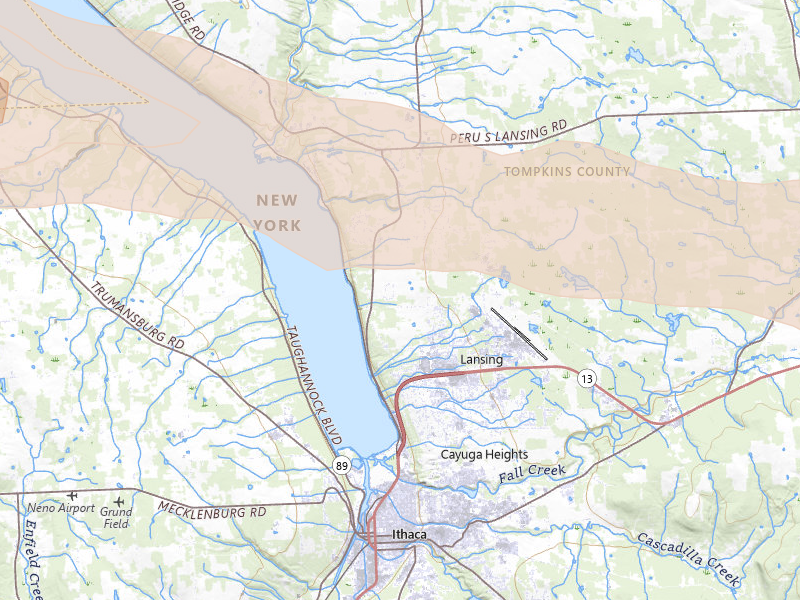 Radar-estimated hail-size map of the storm over Ithaca, NY