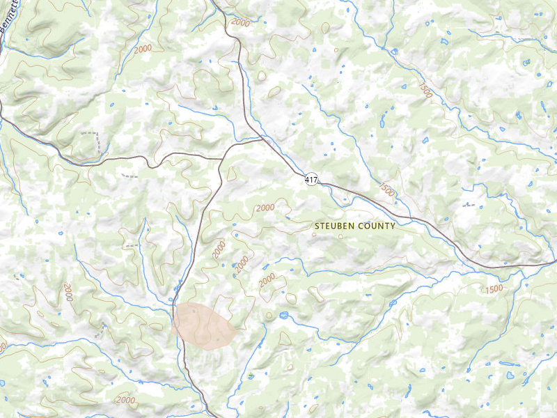 Radar-estimated hail-size map of the storm over Jasper, NY on Sep 1, 2026