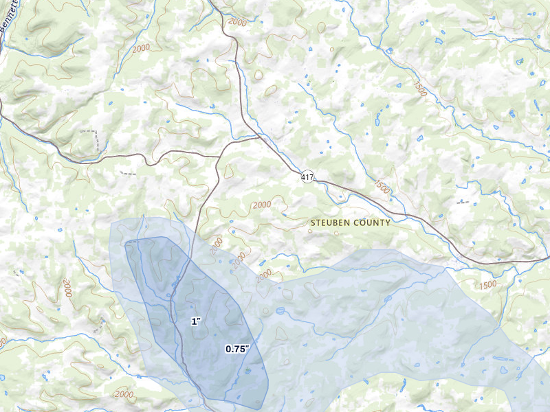 NEXRAD radar-signature map of the hail storm over Jasper, NY on Sep 1, 2026