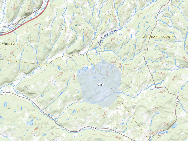 NEXRAD radar-signature map of the hail storm over Jefferson, NY on Jul 1, 2026