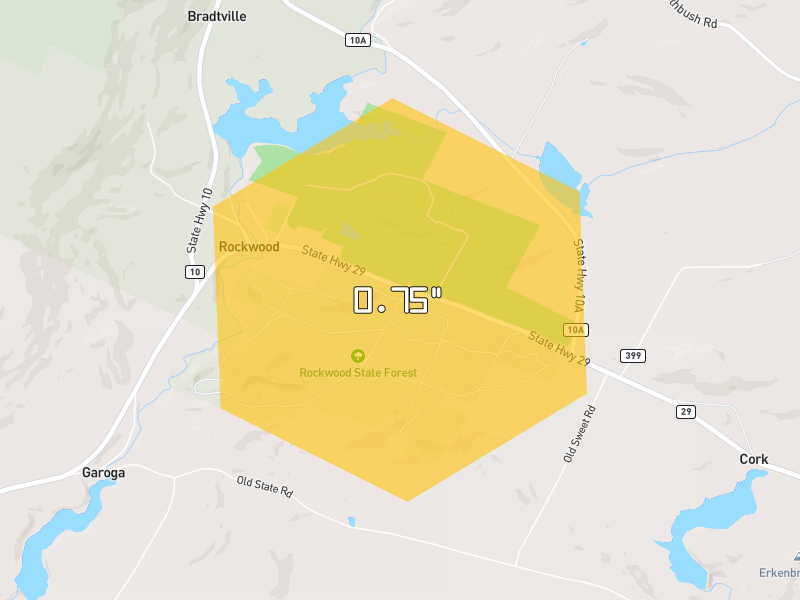 Hail map of Johnstown, NY on Jul 2, 2026, hail up to 0.75"