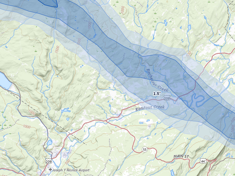 NEXRAD radar-signature map of the hail over Kerhonkson, NY
