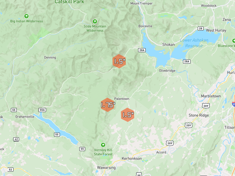 Hail map of Kerhonkson, NY on Jul 4, 2026, hail up to 1.75"