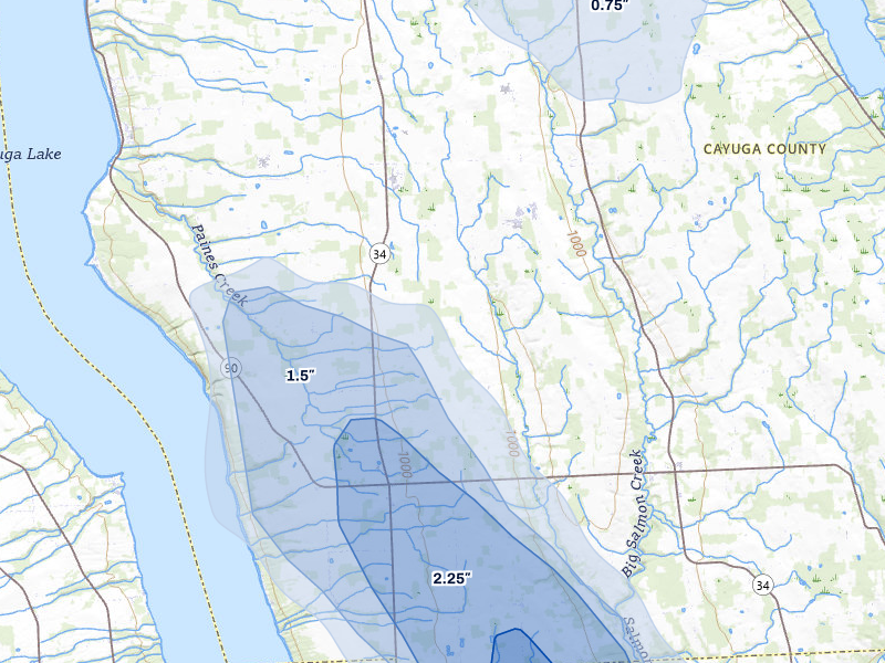 NEXRAD radar-signature map of the hail over King Ferry, NY