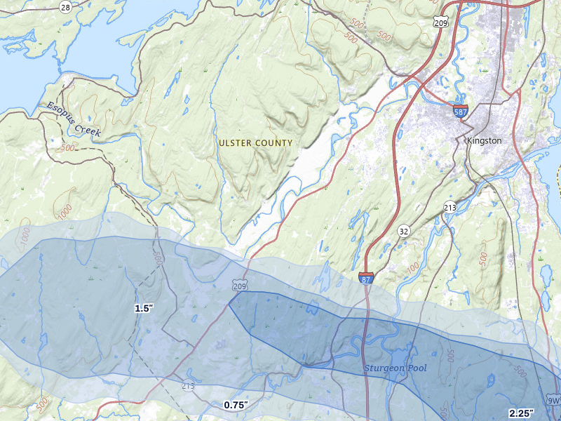 NEXRAD radar-signature map of the hail storm over Kingston, NY on Jun 6, 2026
