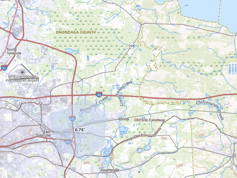 NEXRAD radar-signature map of the hail storm over Kirkville, NY on Jul 26, 2026
