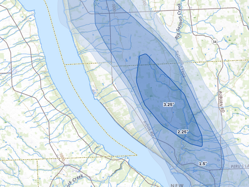NEXRAD radar-signature map of the hail storm over Lansing, NY on Jun 30, 2026