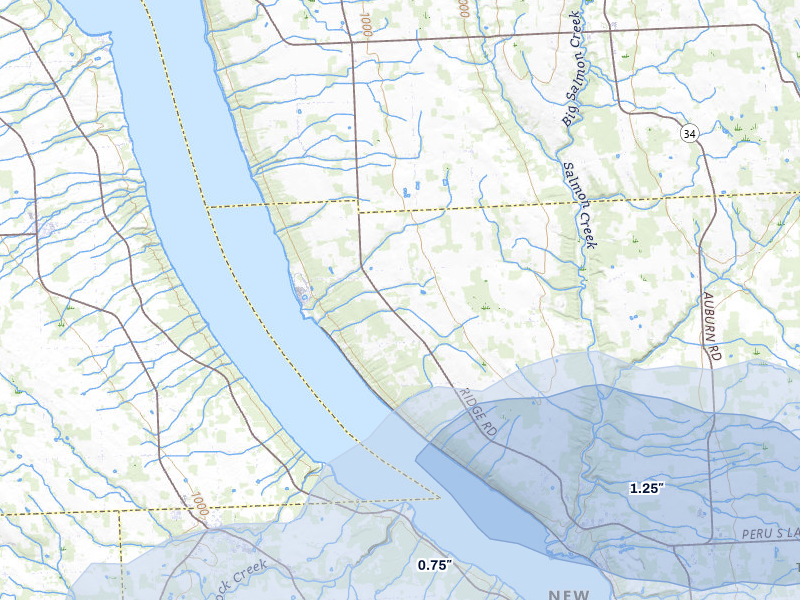 NEXRAD radar-signature map of the hail storm over Lansing, NY on Jul 1, 2026