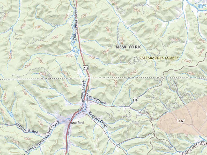Radar-estimated hail-size map of the storm over Limestone, NY on Jul 3, 2026