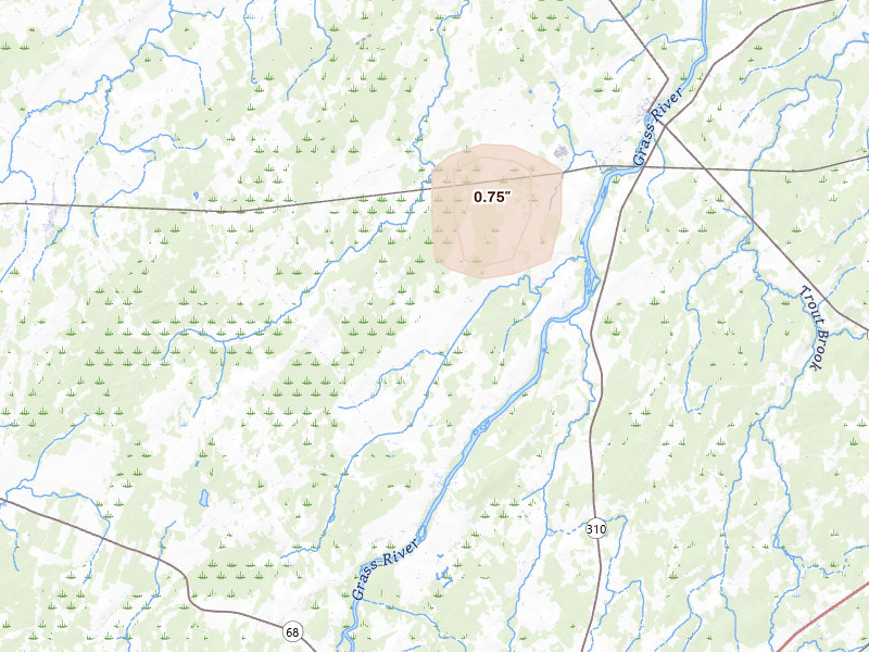 Radar-estimated hail-size map of the storm over Lisbon, NY