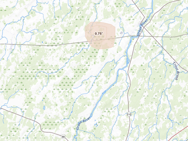 Radar-estimated hail-size map of the storm over Lisbon, NY