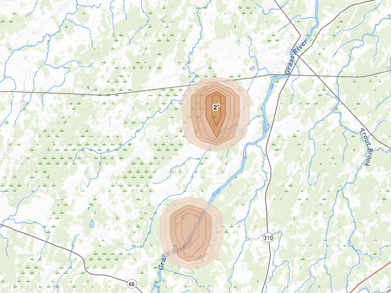 Radar-estimated hail-size map of the storm over Lisbon, NY