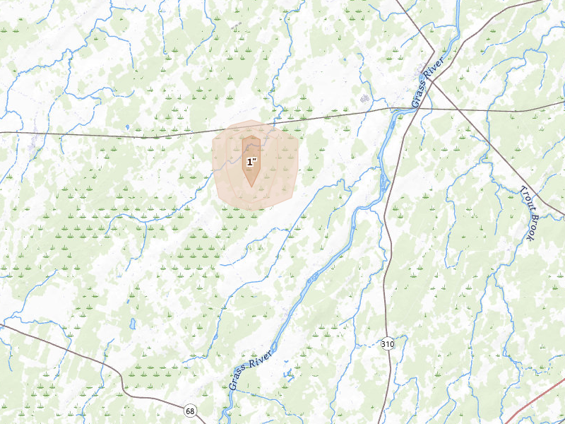 Radar-estimated hail-size map of the storm over Lisbon, NY