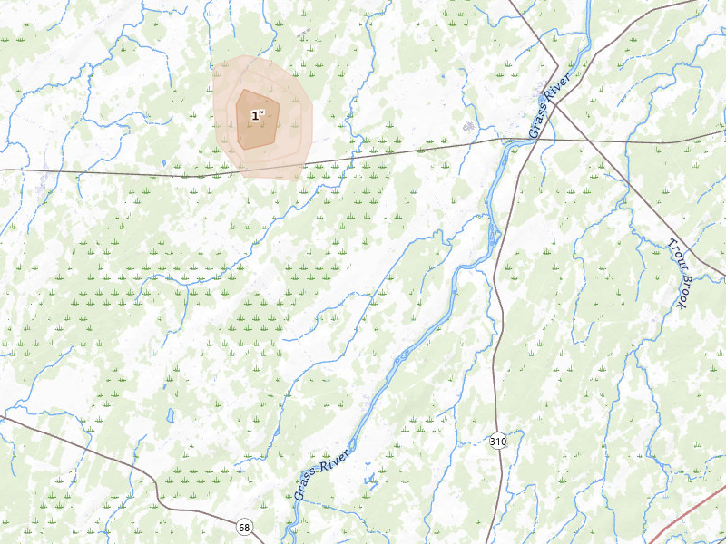 Radar-estimated hail-size map of the storm over Lisbon, NY