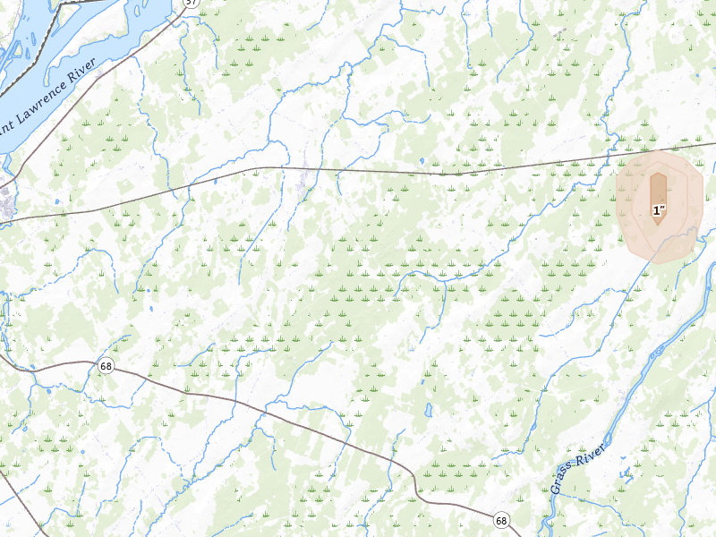 Radar-estimated hail-size map of the storm over Lisbon, NY