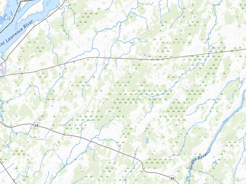 Radar-estimated hail-size map of the storm over Lisbon, NY on Jul 18, 2026
