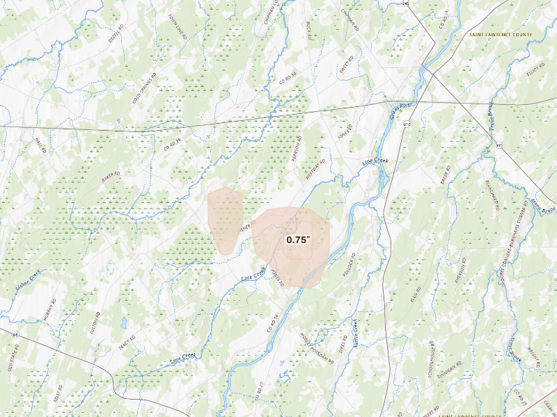 Radar-estimated hail-size map of the storm over Lisbon, NY