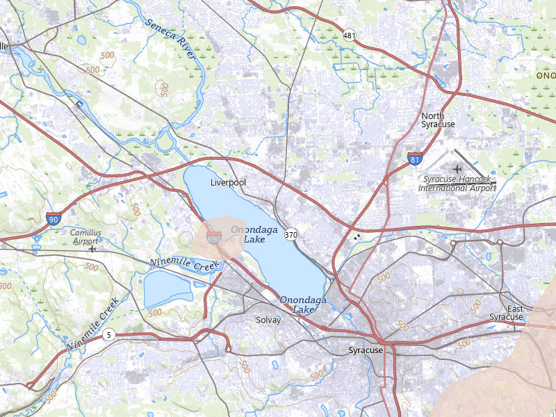 Radar-estimated hail-size map of the storm over Liverpool, NY on Aug 27, 2026
