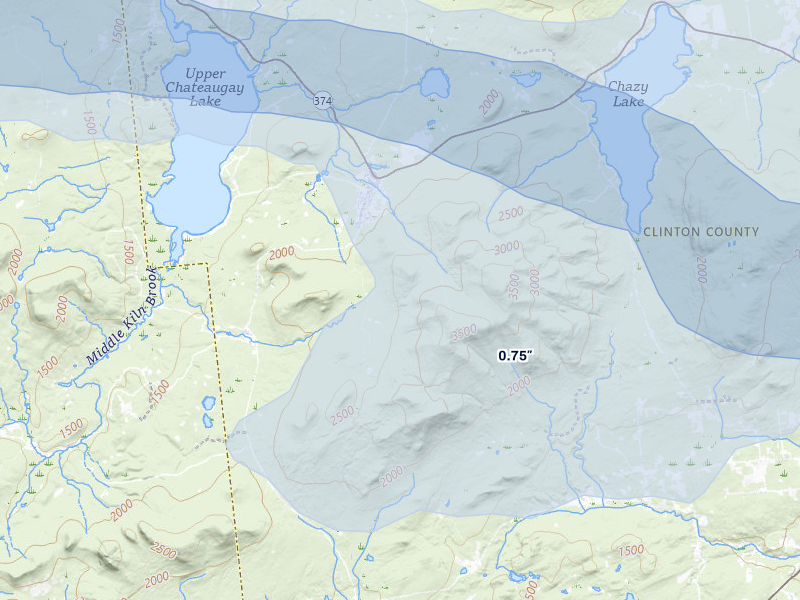 NEXRAD radar-signature map of the hail over Lyon Mountain, NY