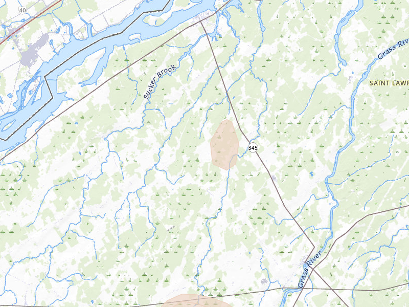 Radar-estimated hail-size map of the storm over Madrid, NY on Jul 27, 2026