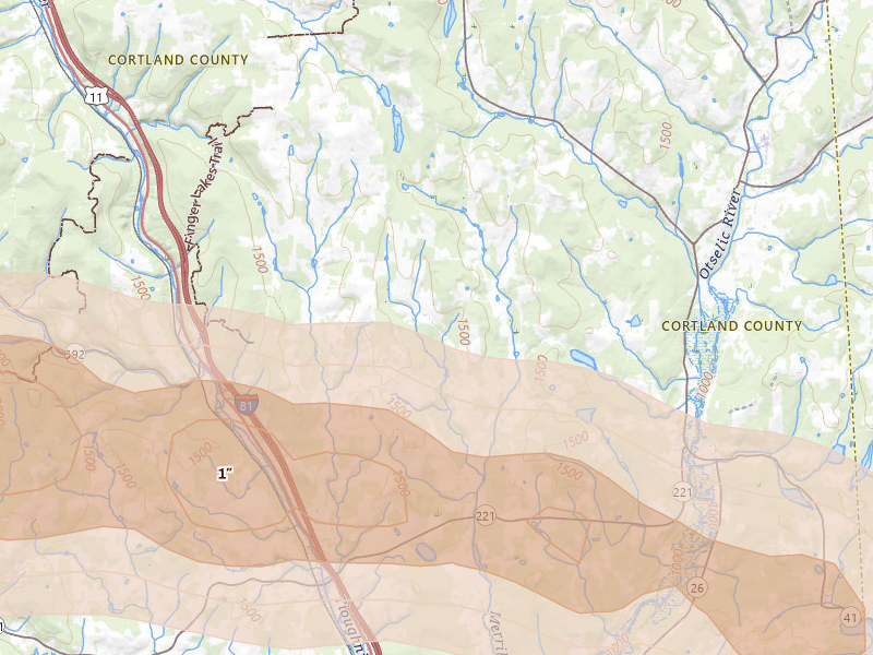 Radar-estimated hail-size map of the storm over Marathon, NY
