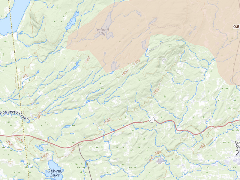 Radar-estimated hail-size map of the storm over Middle Grove, NY on Aug 27, 2026