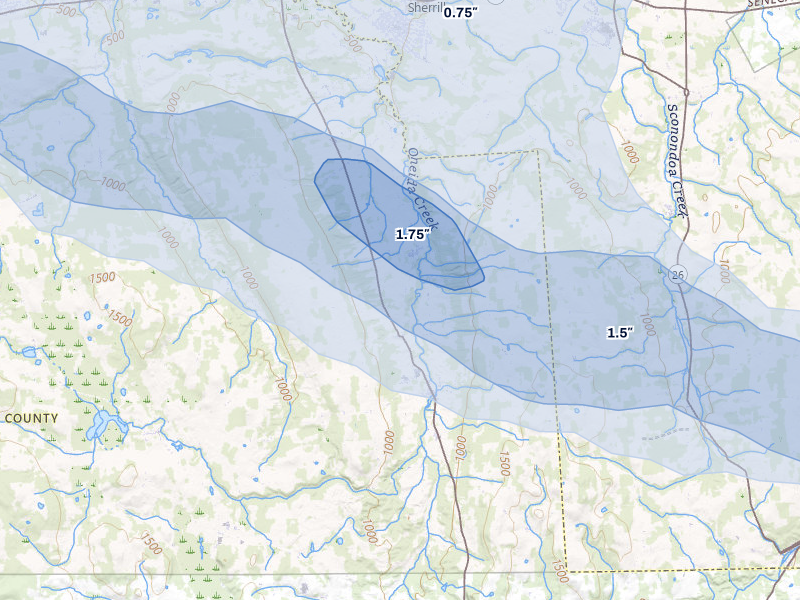 NEXRAD radar-signature map of the hail over Munnsville, NY