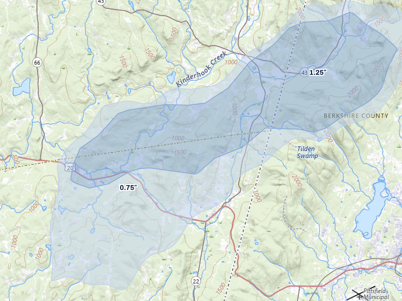 NEXRAD radar-signature map of the hail storm over New Lebanon, NY on Jun 6, 2026