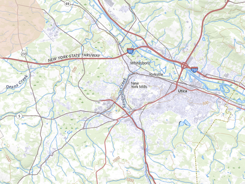 Radar-estimated hail-size map of the storm over New York Mills, NY on Jul 1, 2026