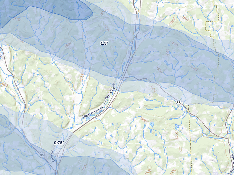 NEXRAD radar-signature map of the hail over Newark Valley, NY