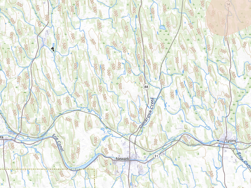 Radar-estimated hail-size map of the storm over Newark, NY on May 13, 2026