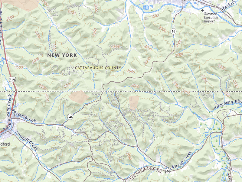 Radar-estimated hail-size map of the storm over Olean, NY on Jul 27, 2026