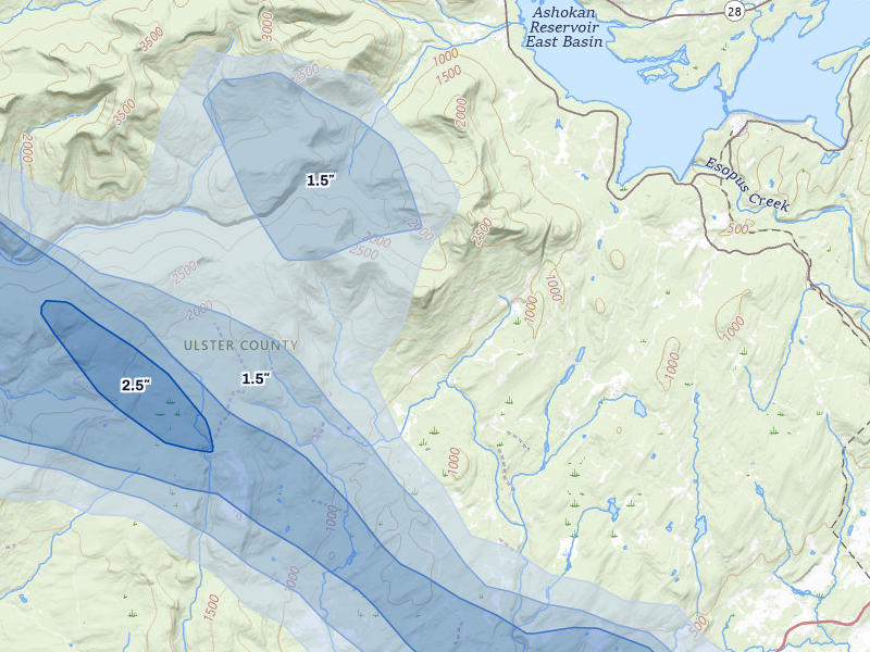 NEXRAD radar-signature map of the hail storm over Olivebridge, NY on Jul 4, 2026