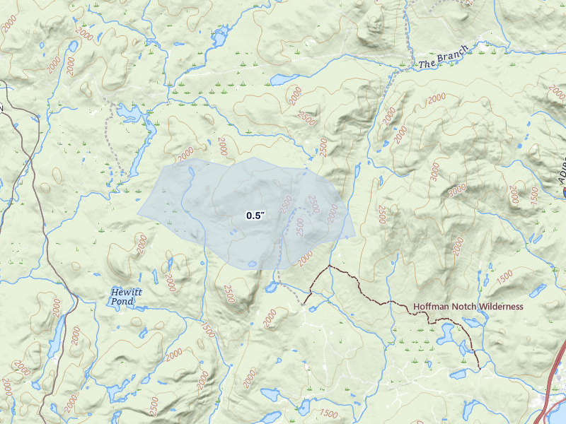 NEXRAD radar-signature map of the hail over Olmstedville, NY