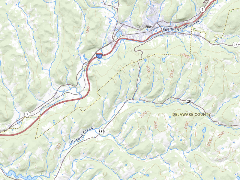 Radar-estimated hail-size map of the storm over Oneonta, NY on Jul 1, 2026