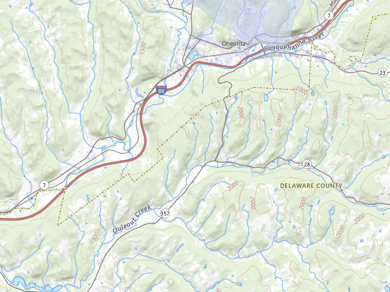 NEXRAD radar-signature map of the hail over Oneonta, NY