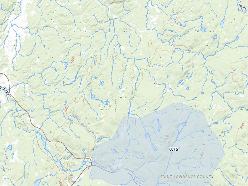 NEXRAD radar-signature map of the hail storm over Oswegatchie, NY on Jun 30, 2026