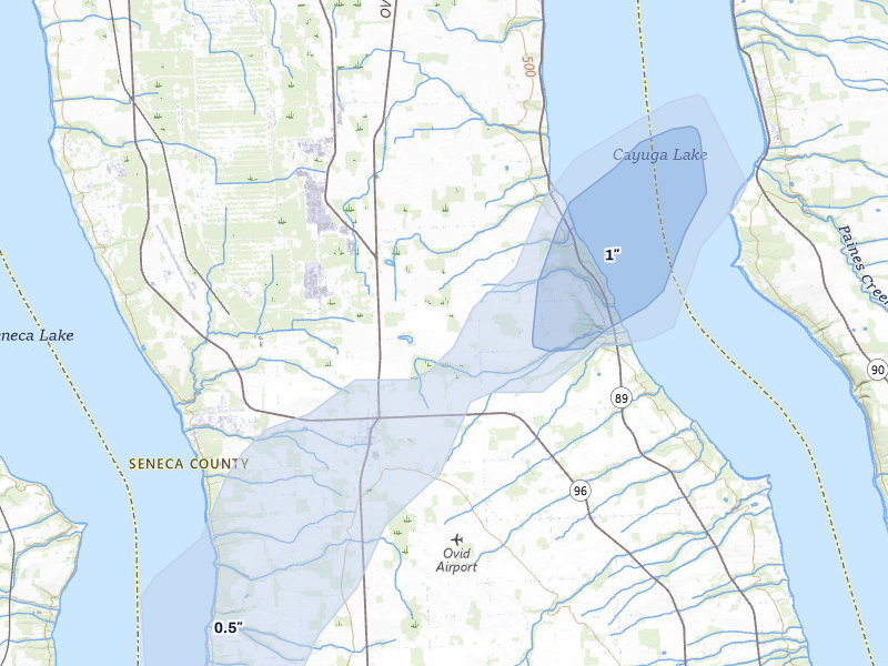 NEXRAD radar-signature map of the hail storm over Ovid, NY on May 13, 2026