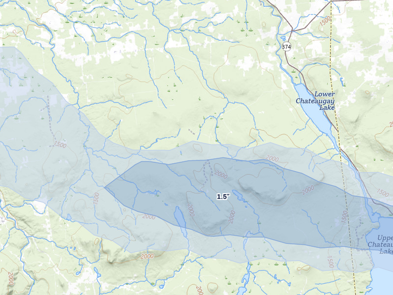 NEXRAD radar-signature map of the hail storm over Owls Head, NY on Jul 1, 2026