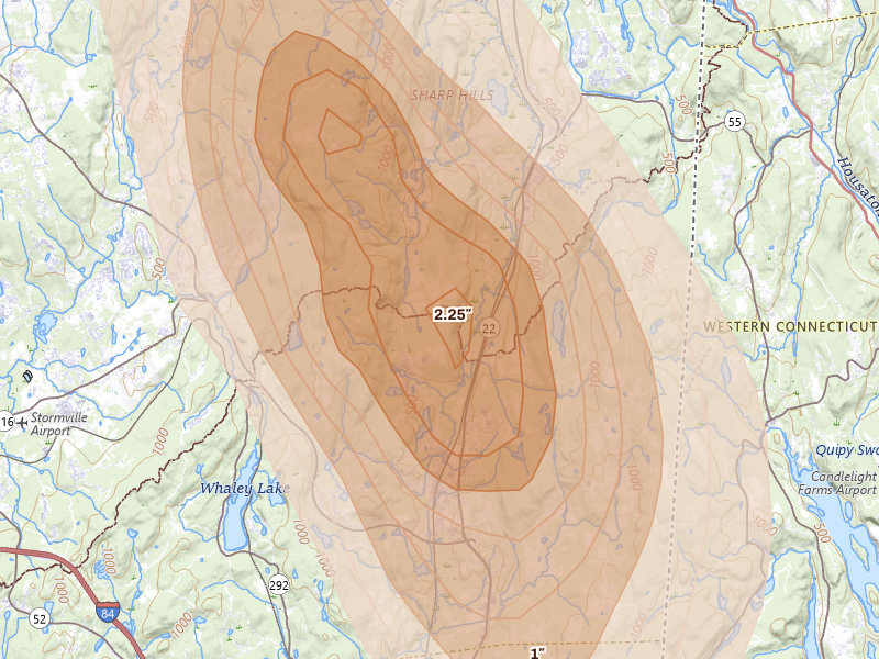 Radar-estimated hail-size map of the storm over Pawling, NY
