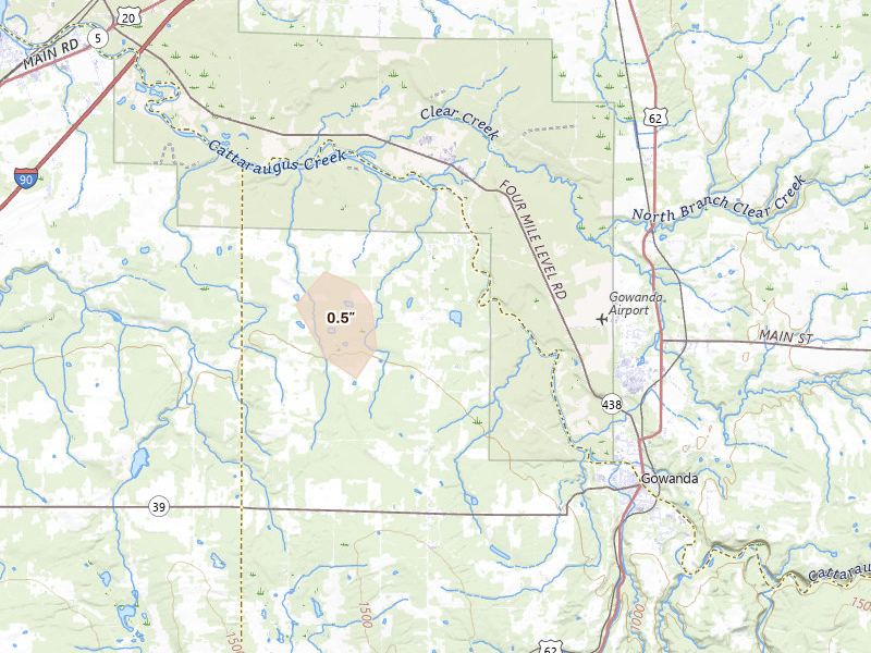 Radar-estimated hail-size map of the storm over Perrysburg, NY