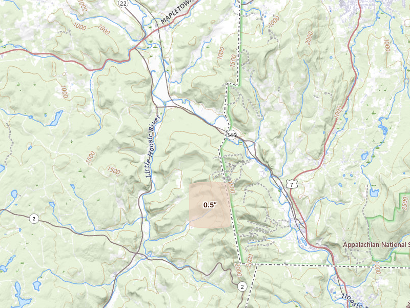 Radar-estimated hail-size map of the storm over Petersburg, NY